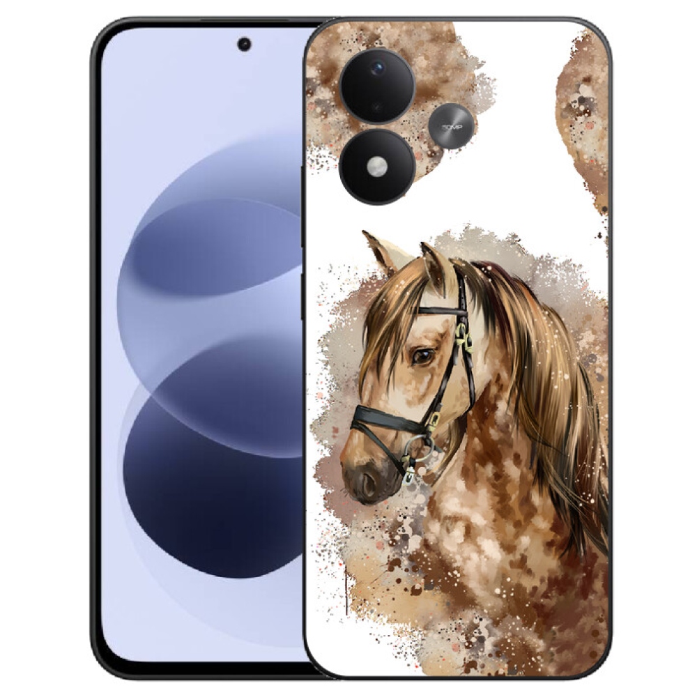 mmCase gél tok a Xiaomi Redmi Note 17 4G/5G-hez – barna, rajzolt ló