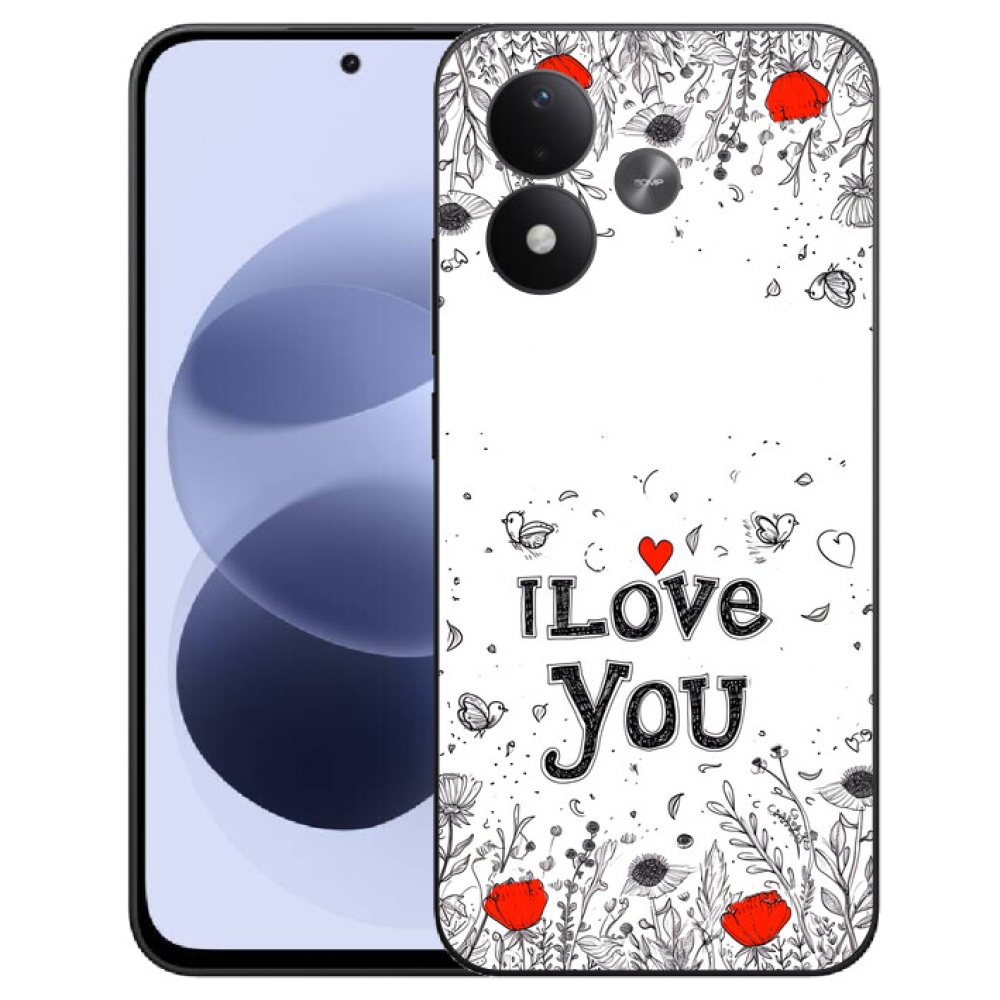 mmCase géltok a Xiaomi Redmi Note 17 4G/5G-hez – „I love you” fehér háttérrel