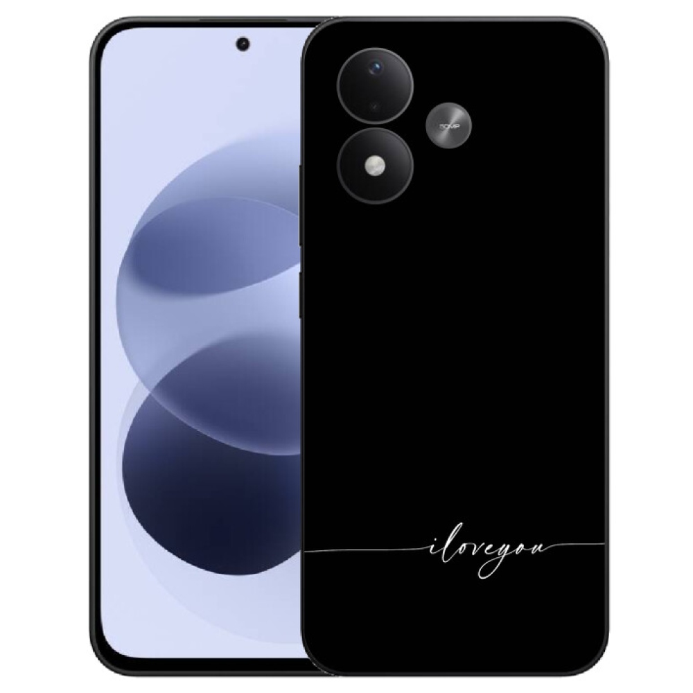 mmCase géltok a Xiaomi Redmi Note 17 4G/5G-hez – „I love you” fekete háttérrel