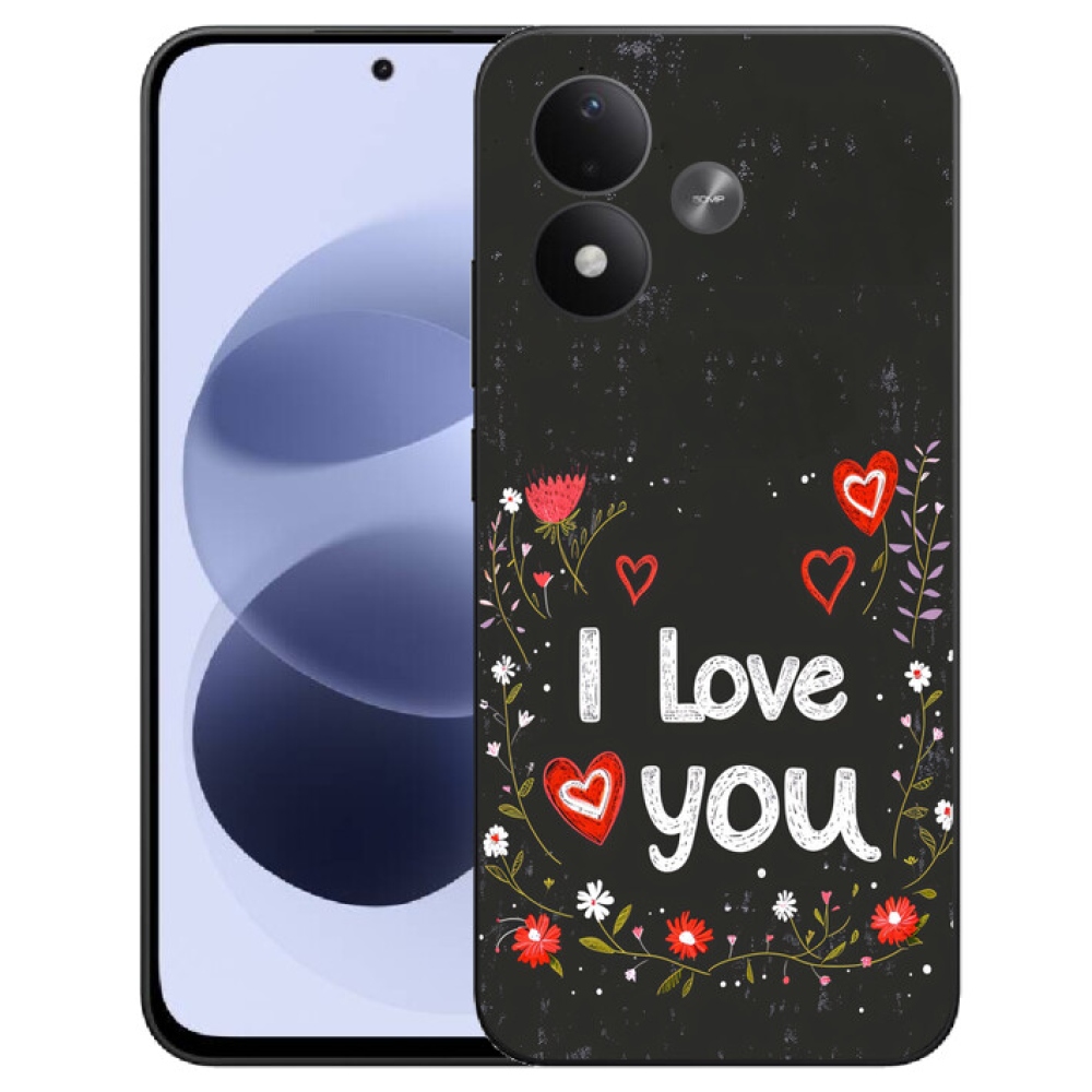 mmCase géltok a Xiaomi Redmi Note 17 4G/5G-hez – „I love you” fekete háttérrel