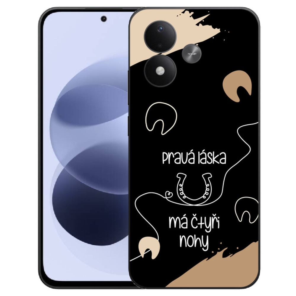 mmCase géltok a Xiaomi Redmi Note 17 4G/5G-hez – ló motívum, fekete háttér