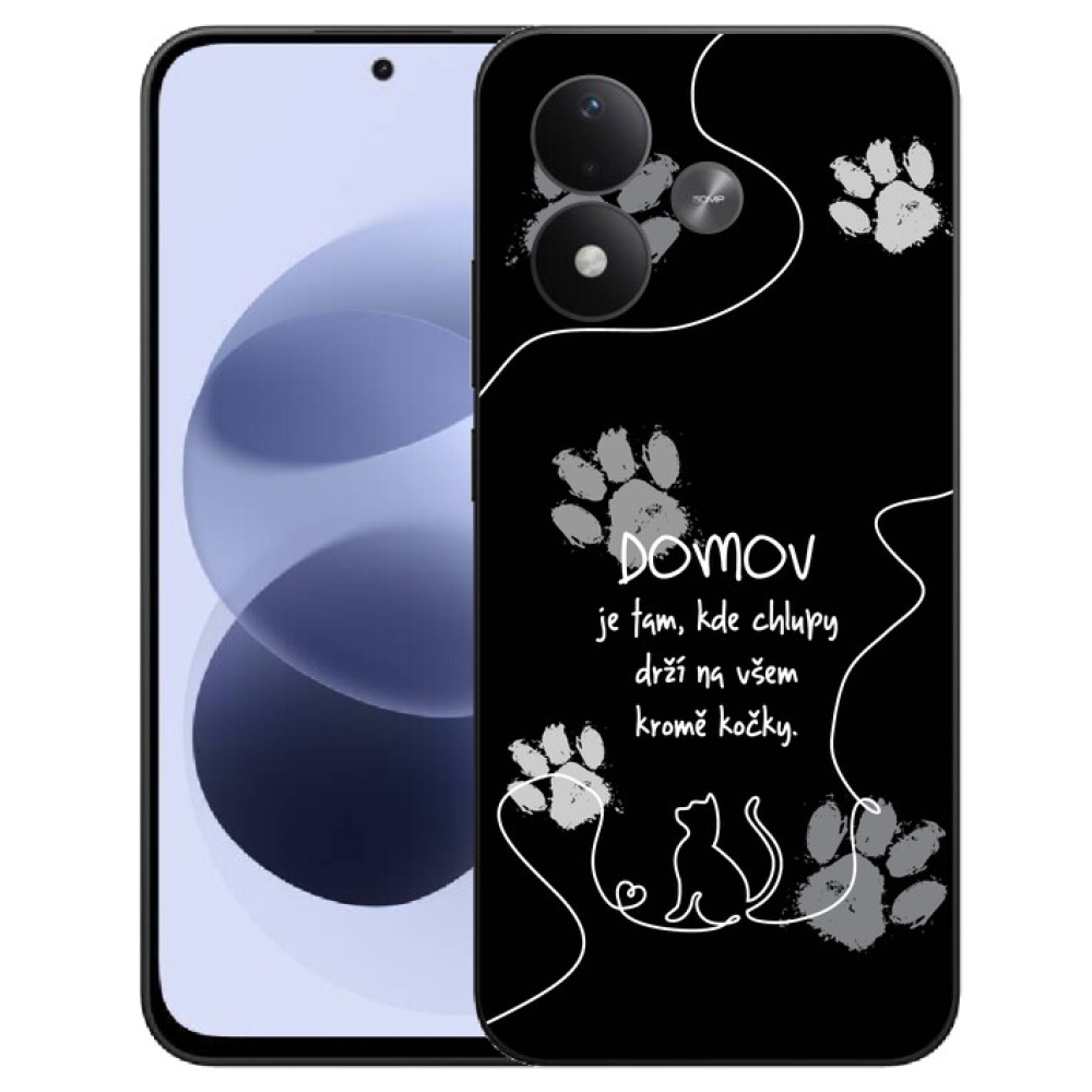 mmCase géltok a Xiaomi Redmi Note 17 4G/5G-hez – macskás motívum, fekete háttér