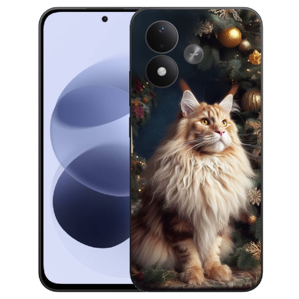mmCase géltok a Xiaomi Redmi Note 17 4G/5G-hez – macska a karácsonyfa mellett