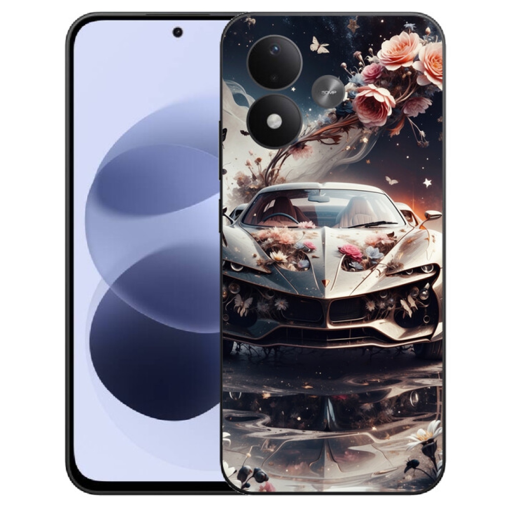 mmCase gél tok a Xiaomi Redmi Note 17 4G/5G-hez – virágos sportautó