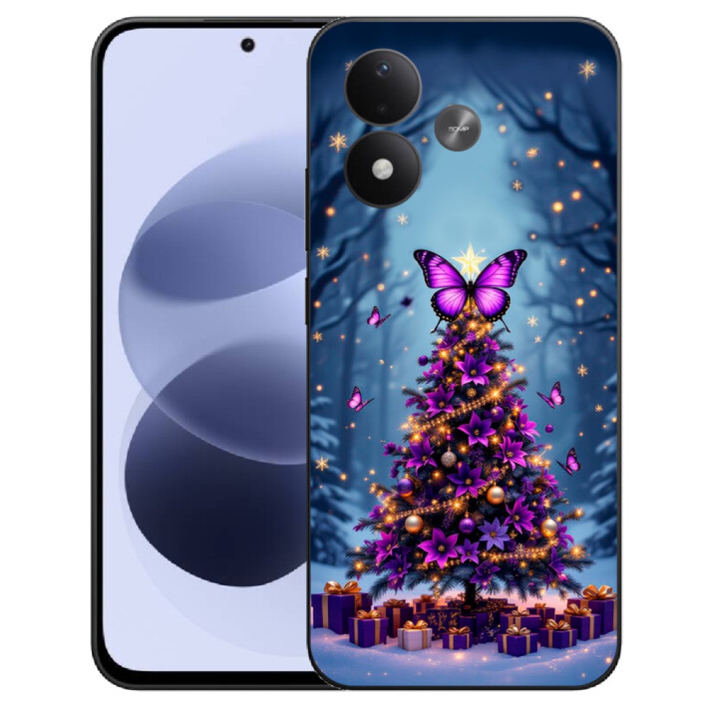mmCase gél tok a Xiaomi Redmi Note 17 4G/5G-hez – pillangós karácsonyfa