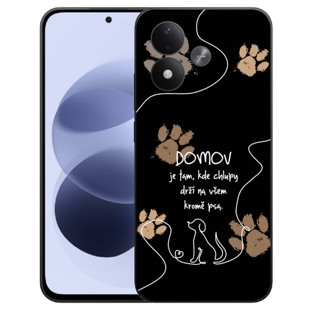 mmCase géltok a Xiaomi Redmi Note 17 4G/5G-hez – kutyás motívum, fekete háttér