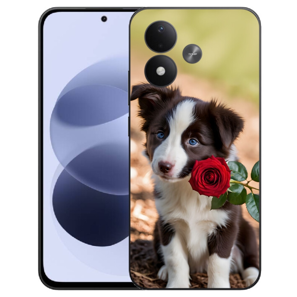 mmCase gél tok a Xiaomi Redmi Note 17 4G/5G-hez – aranyos border collie rózsával