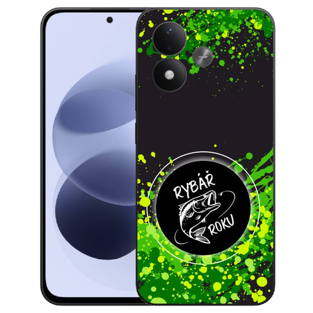 mmCase gél tok a Xiaomi Redmi Note 17 4G/5G-hez – „Az év horgásza” fekete háttérrel
