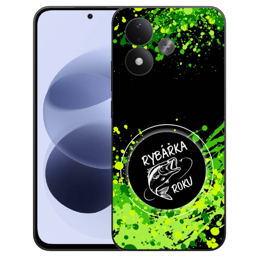 mmCase géltok a Xiaomi Redmi Note 17 4G/5G-hez – „Az év horgásznője” fekete háttérrel