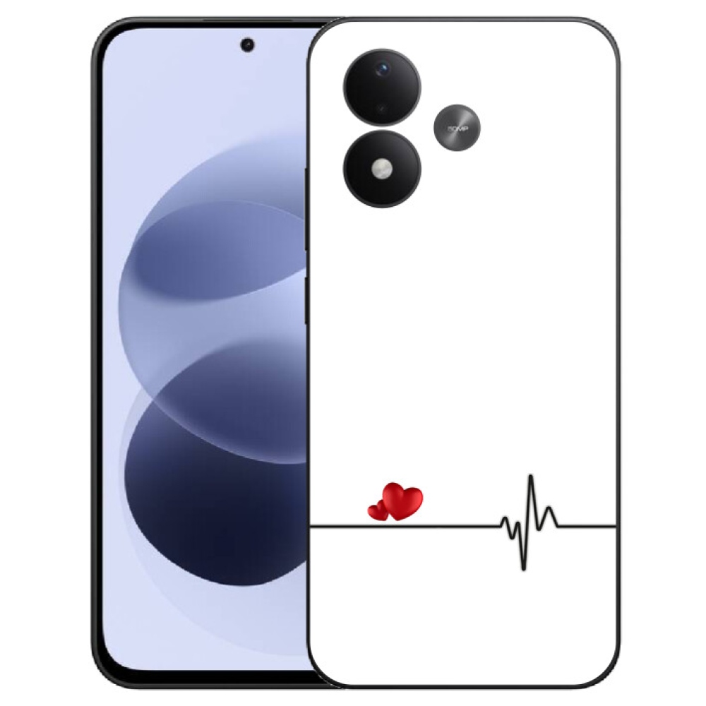 mmCase géltok a Xiaomi Redmi Note 17 4G/5G-hez – szív és pulzus fehér háttérrel