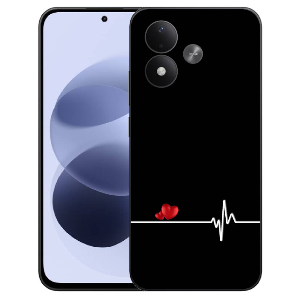 mmCase gél tok a Xiaomi Redmi Note 17 4G/5G-hez – szív és pulzus fekete háttérrel