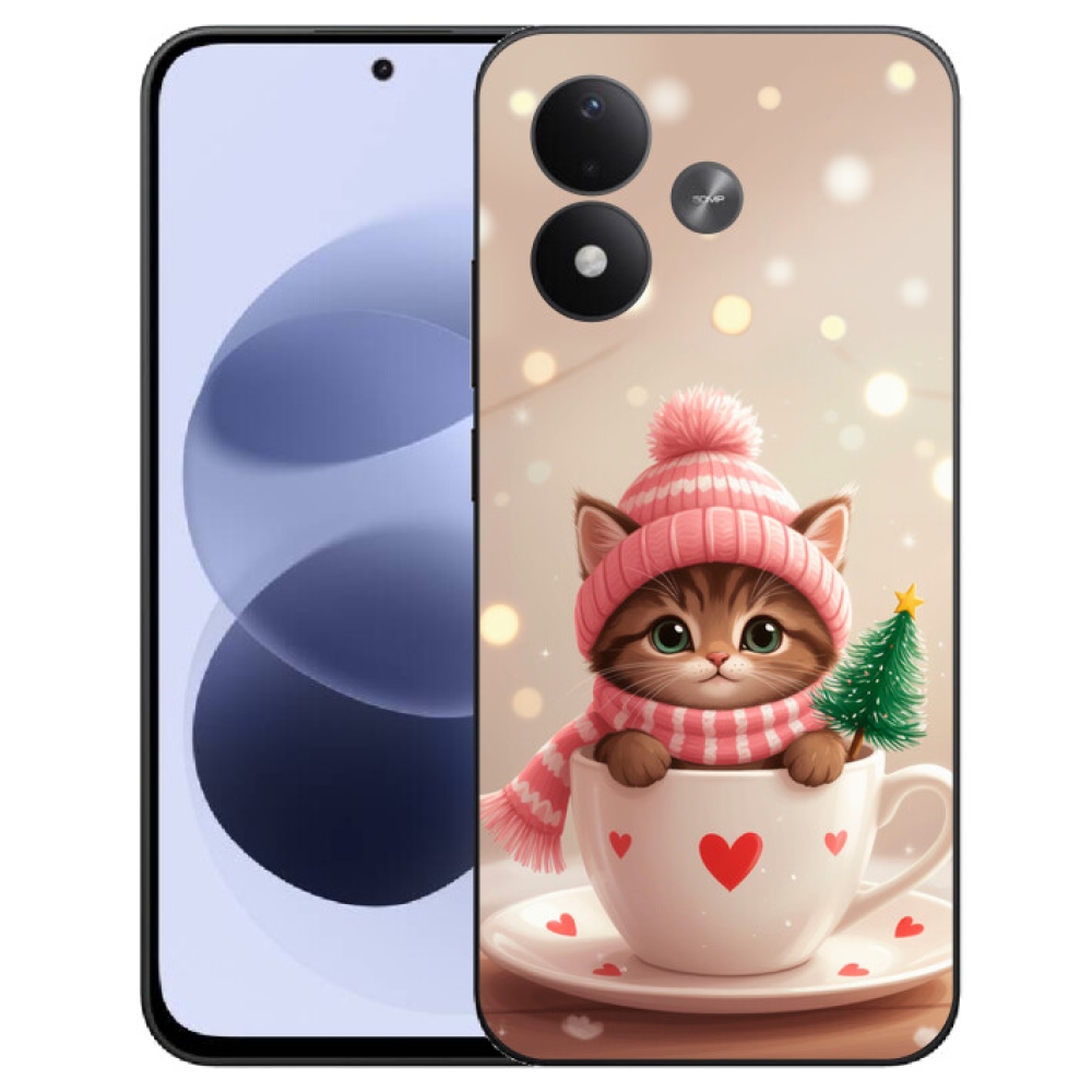mmCase gél tok a Xiaomi Redmi Note 17 4G/5G-hez – karácsonyi cica csészében