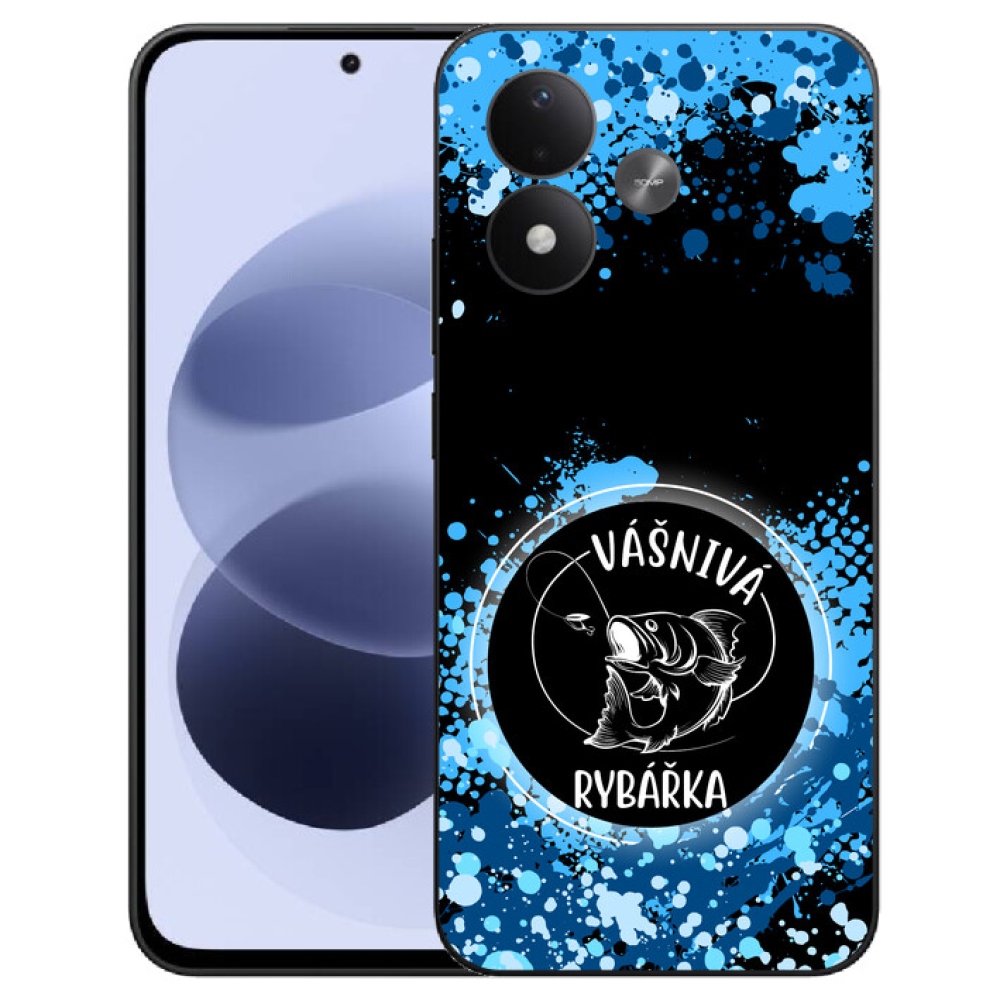 mmCase géltok a Xiaomi Redmi Note 17 4G/5G-hez – szenvedélyes horgász, fekete háttérrel