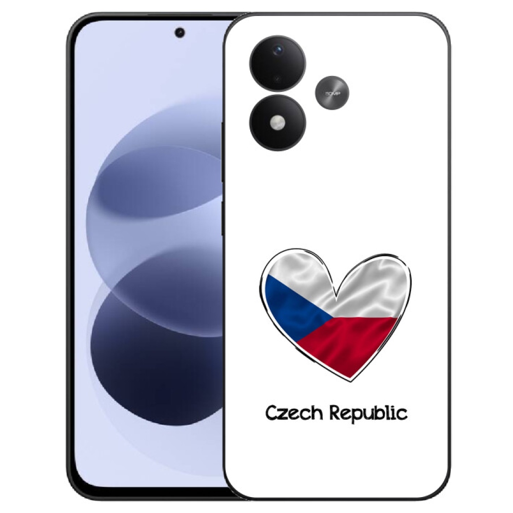 mmCase géltok a Xiaomi Redmi Note 17 4G/5G-hez – zászló, szív, fehér háttér