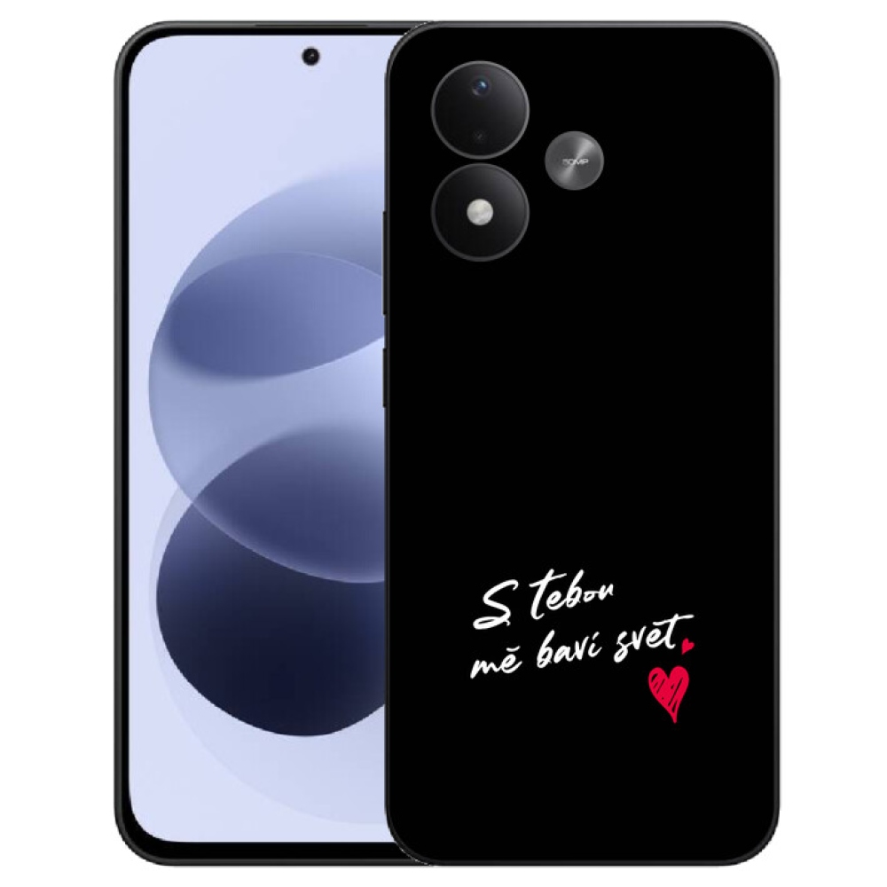 mmCase géltok a Xiaomi Redmi Note 17 4G/5G-hez – „In Love” felirat 1, fekete háttérrel