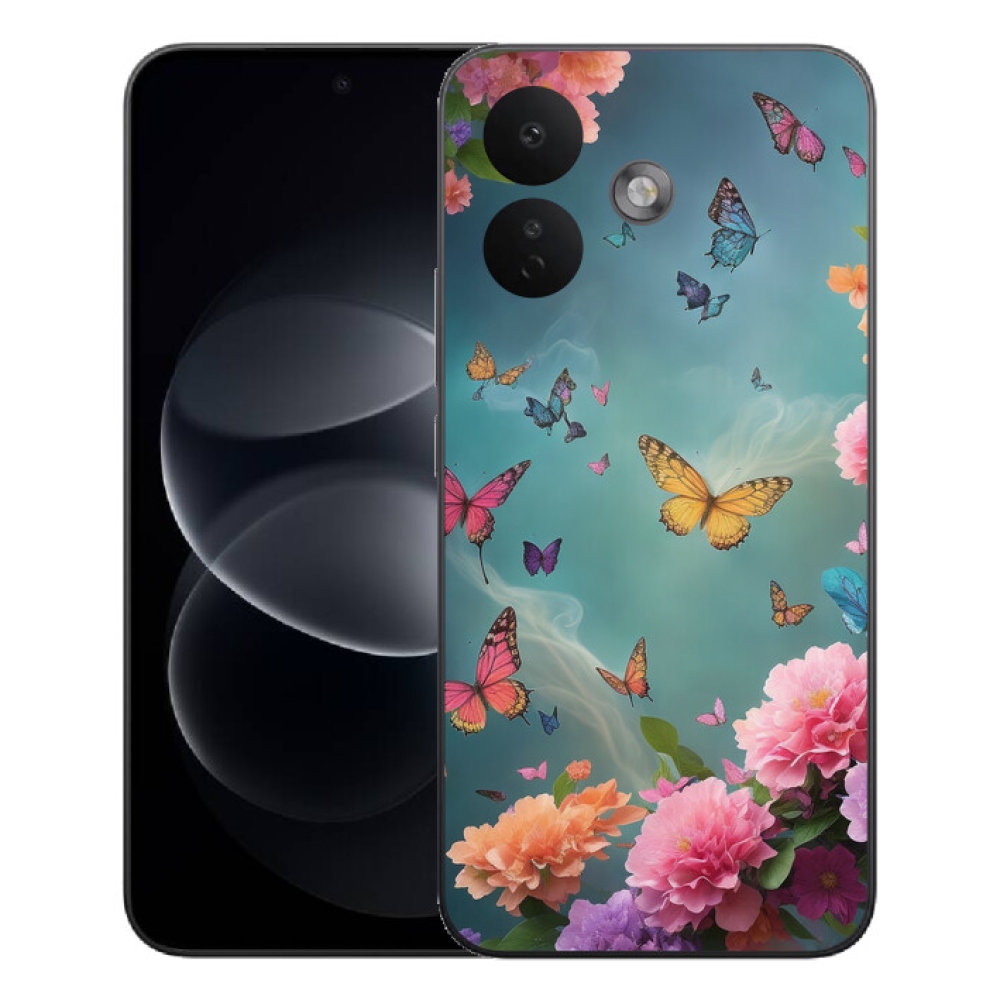 mmCase gél tok a Xiaomi Redmi Note 17 Pro 5G-hez – színes virágok és pillangók