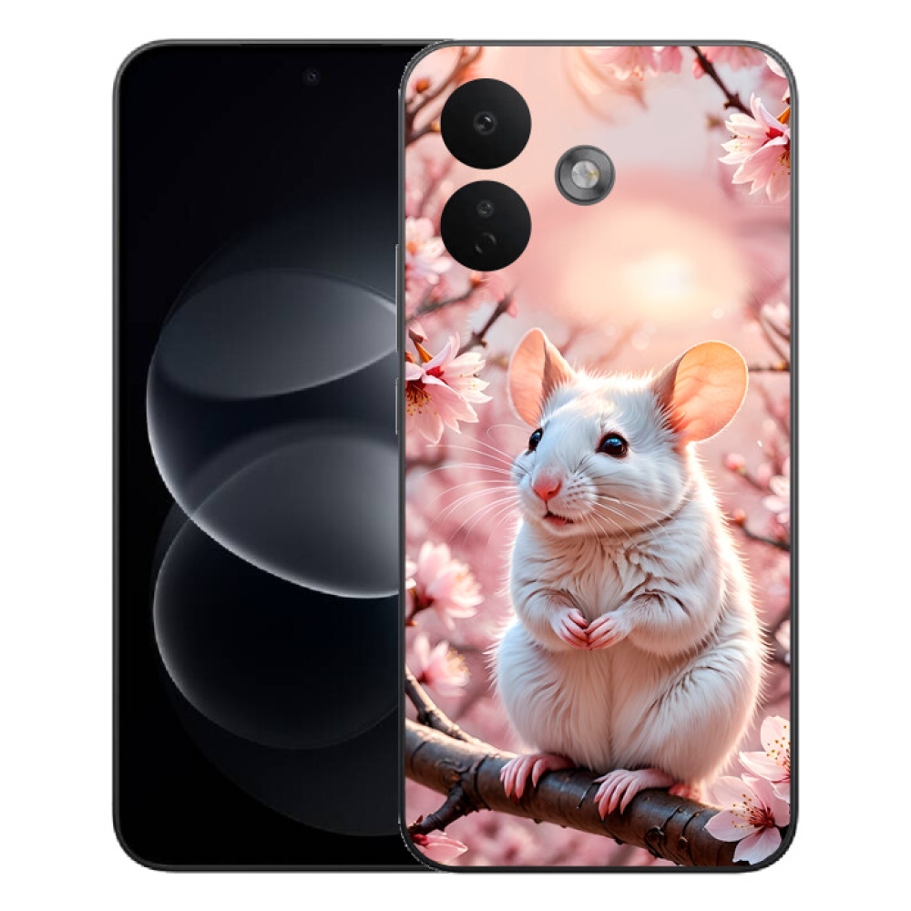 mmCase géltok a Xiaomi Redmi Note 17 Pro 5G-hez – fehér egér egy ágon
