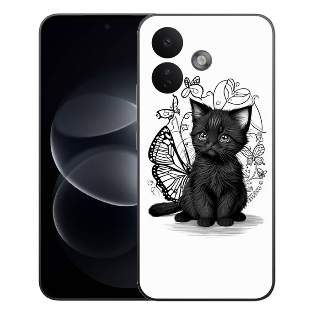 mmCase gél tok a Xiaomi Redmi Note 17 Pro 5G-hez – fekete cica