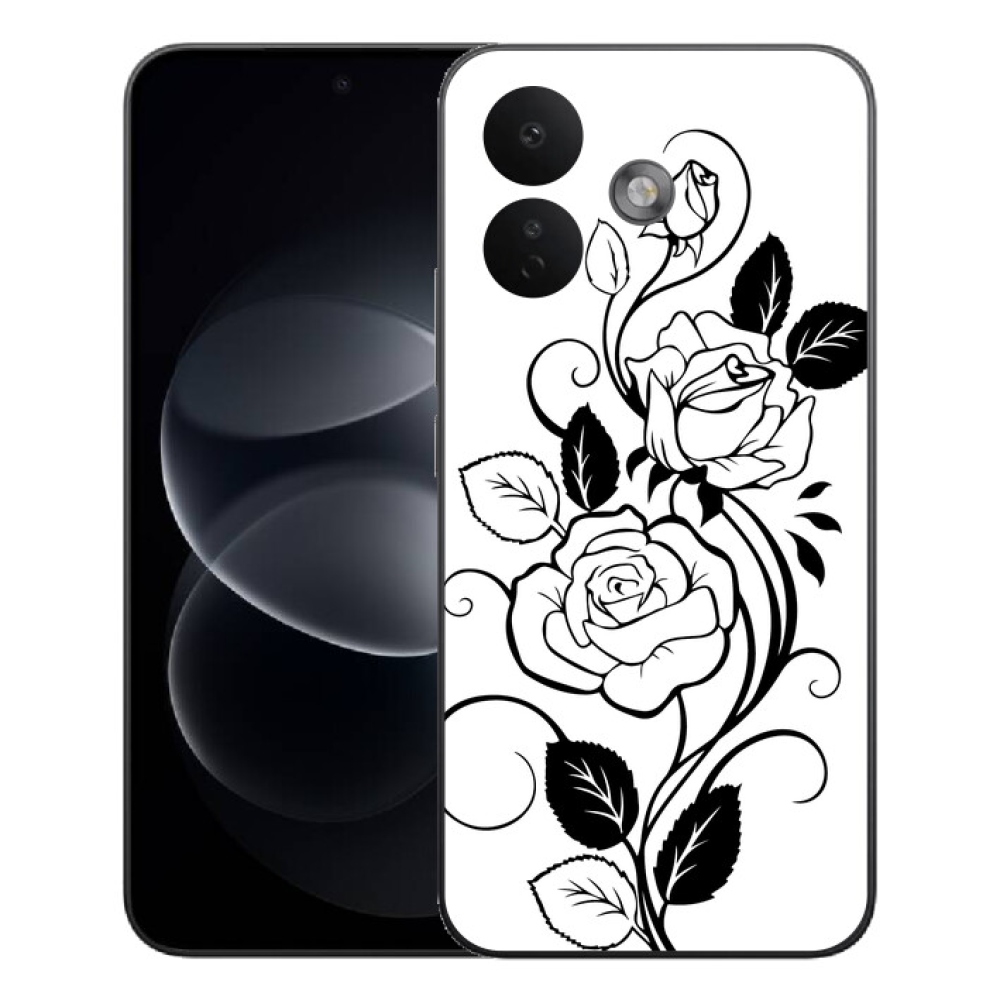 mmCase gél tok a Xiaomi Redmi Note 17 Pro 5G-hez – fekete-fehér rózsa