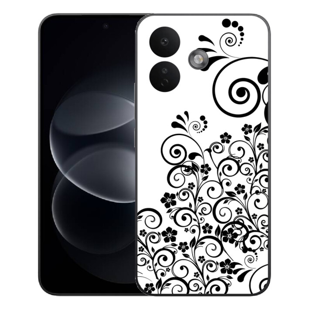 mmCase gél tok a Xiaomi Redmi Note 17 Pro 5G-hez – fekete-fehér virágminták