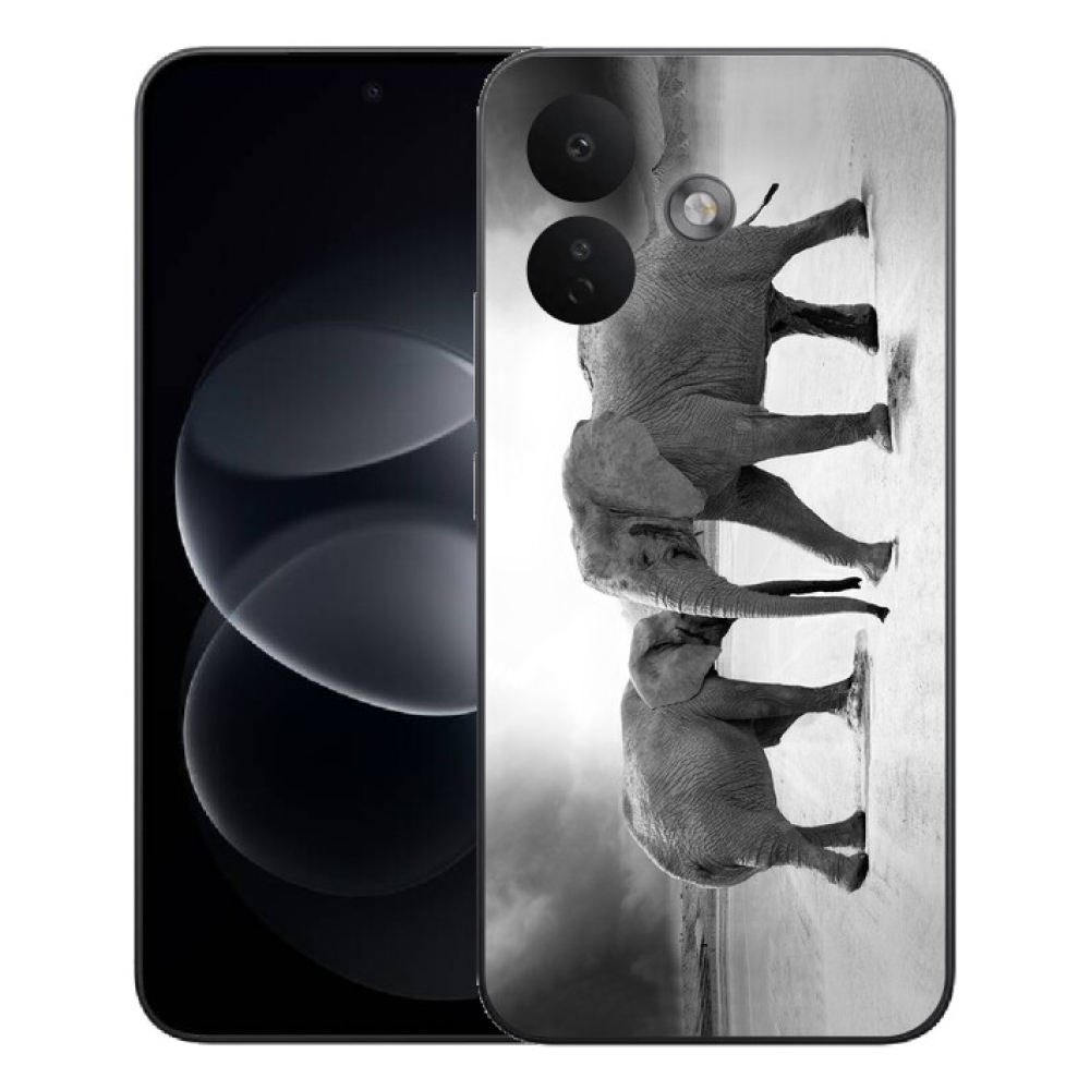 mmCase gél tok a Xiaomi Redmi Note 17 Pro 5G-hez – fekete-fehér elefántok
