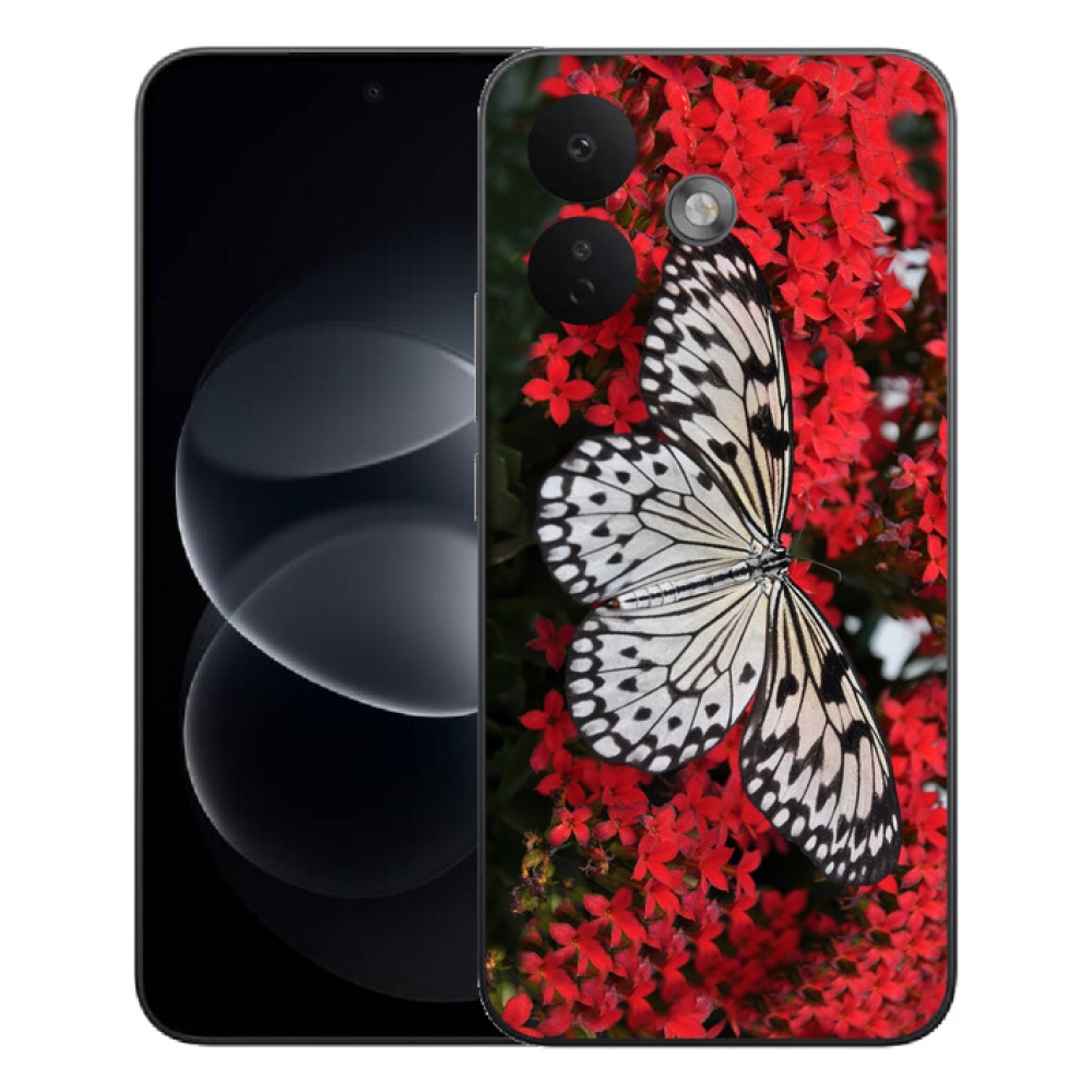 mmCase gél tok a Xiaomi Redmi Note 17 Pro 5G-hez – fekete-fehér pillangó 1