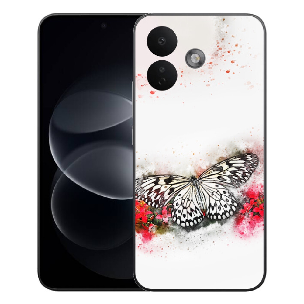 mmCase géltok a Xiaomi Redmi Note 17 Pro 5G-hez – fekete-fehér pillangó