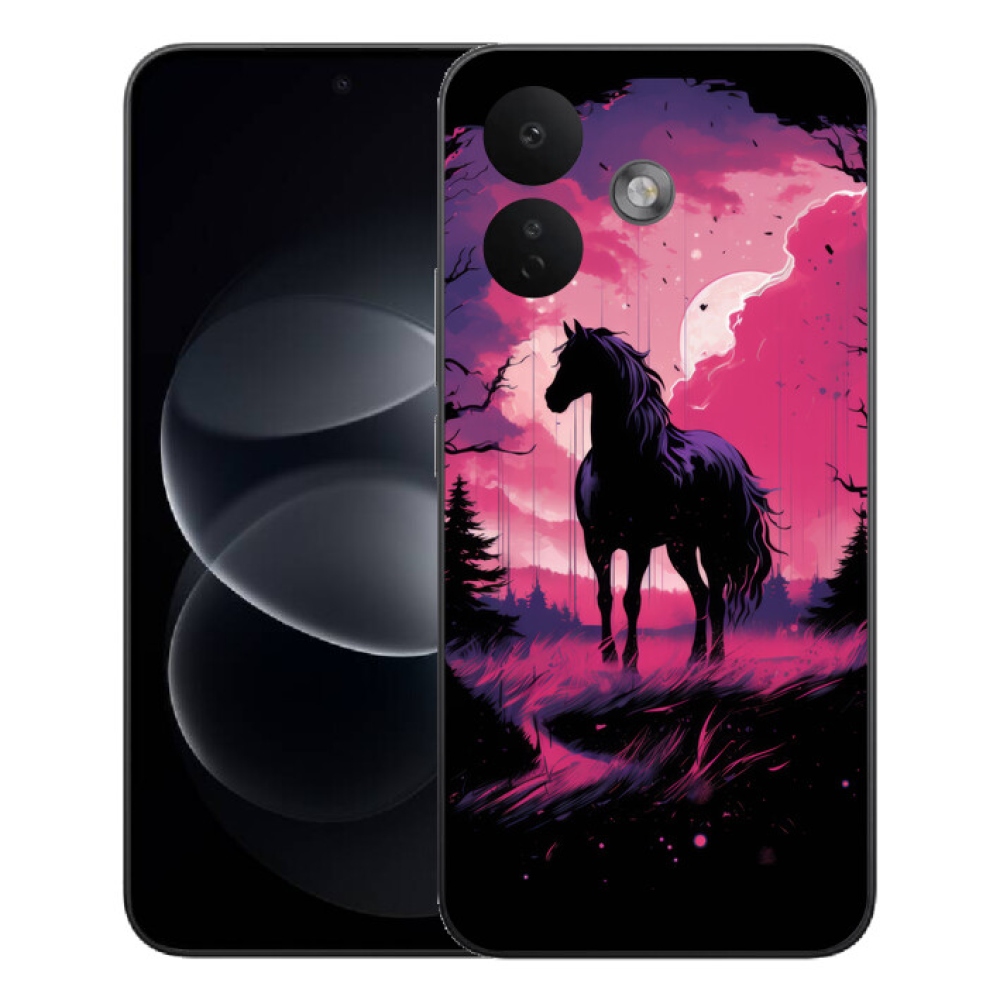 mmCase gél tok a Xiaomi Redmi Note 17 Pro 5G-hez – fekete rajzolt ló 1