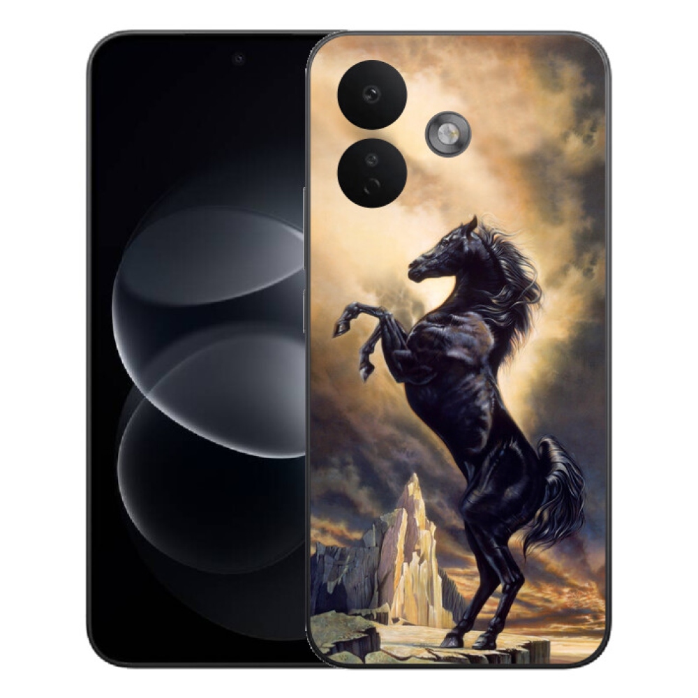 mmCase géltok a Xiaomi Redmi Note 17 Pro 5G-hez – fekete, rajzolt ló