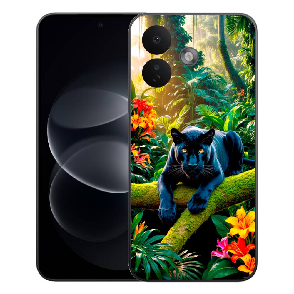 mmCase géltok a Xiaomi Redmi Note 17 Pro 5G-hez – fekete párduc a dzsungelben
