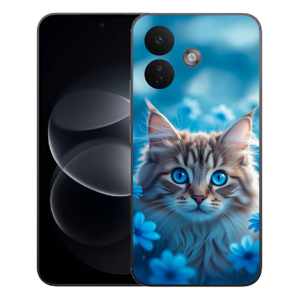 mmCase gél tok a Xiaomi Redmi Note 17 Pro 5G-hez – kiscica kék virágok között