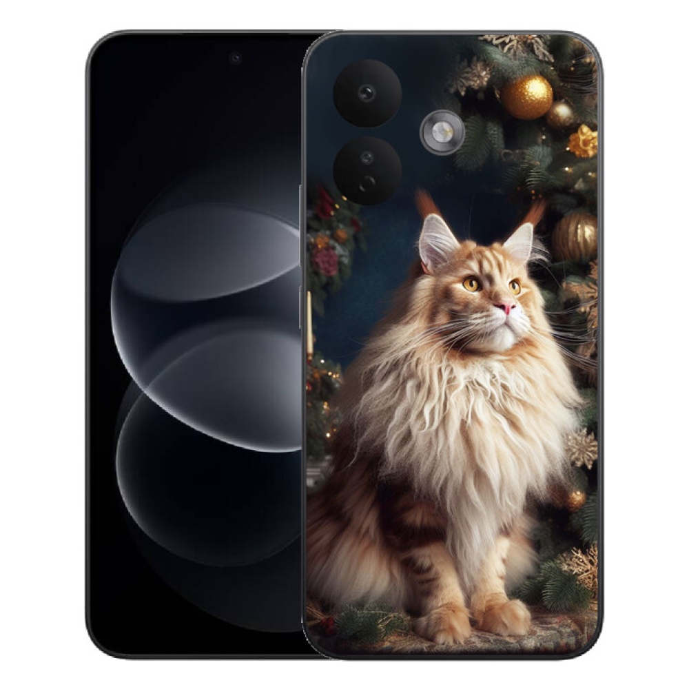 mmCase gél tok a Xiaomi Redmi Note 17 Pro 5G-hez – macska a karácsonyfa mellett
