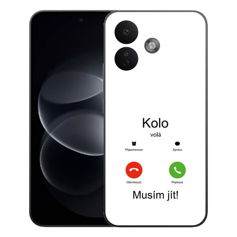 mmCase gél tok a Xiaomi Redmi Note 17 Pro 5G-hez – „Kolo hív” fehér háttérrel