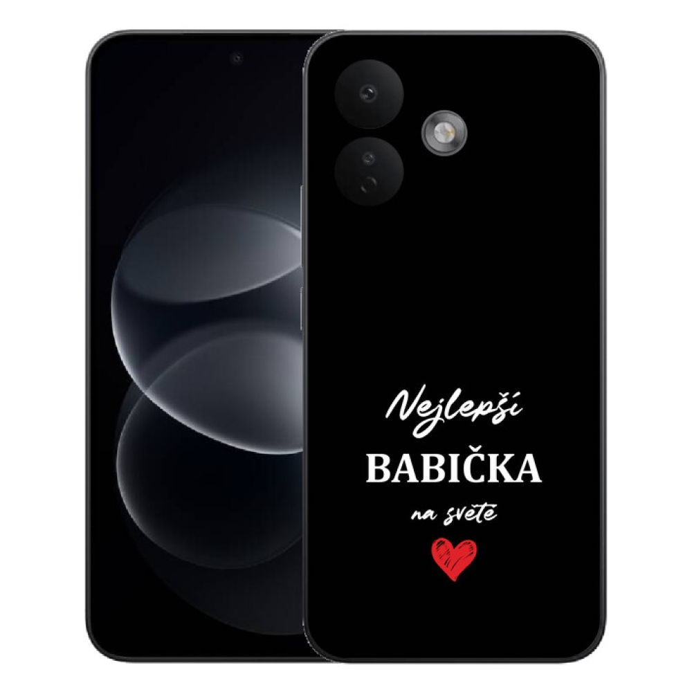 mmCase géltok a Xiaomi Redmi Note 17 Pro 5G-hez – „A legjobb nagymama 1” fekete háttérrel