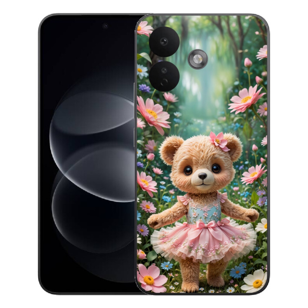 mmCase gél tok a Xiaomi Redmi Note 17 Pro 5G-hez – aranyos mackó virágok között