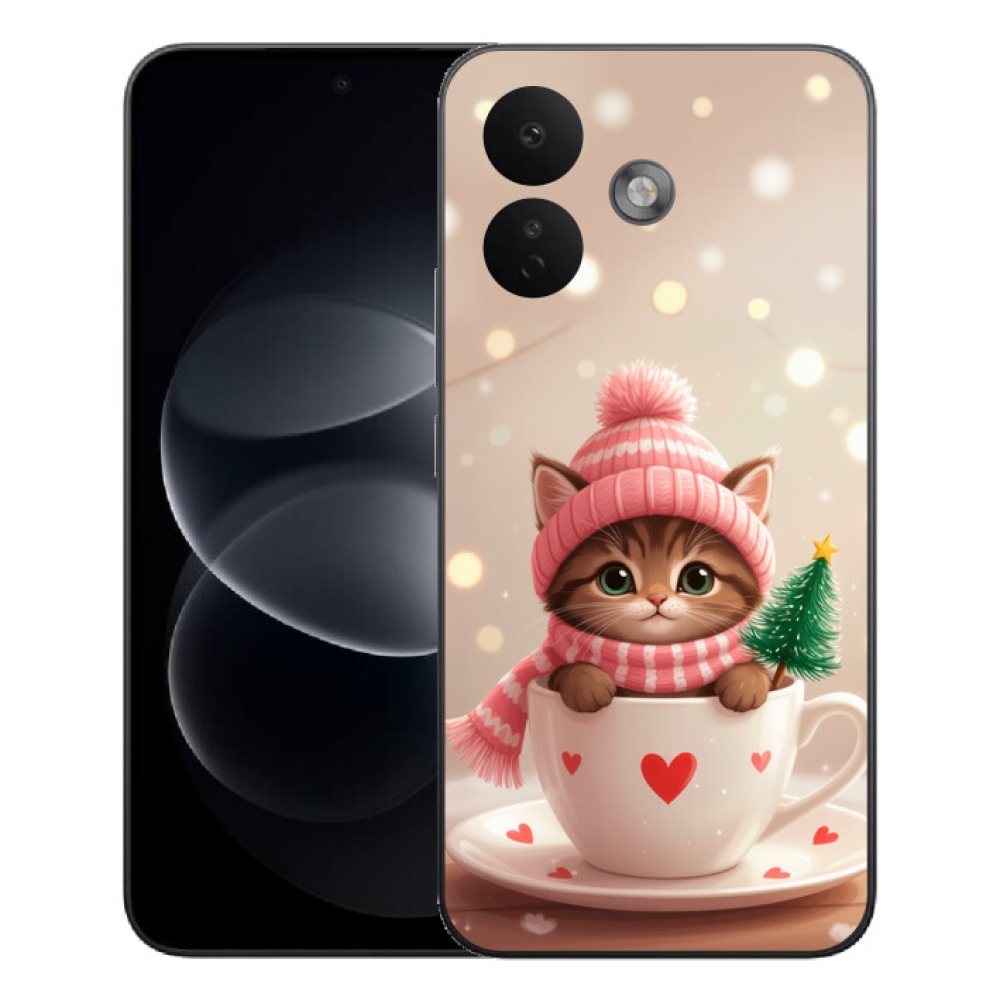 mmCase gél tok a Xiaomi Redmi Note 17 Pro 5G-hez – karácsonyi cica csészében