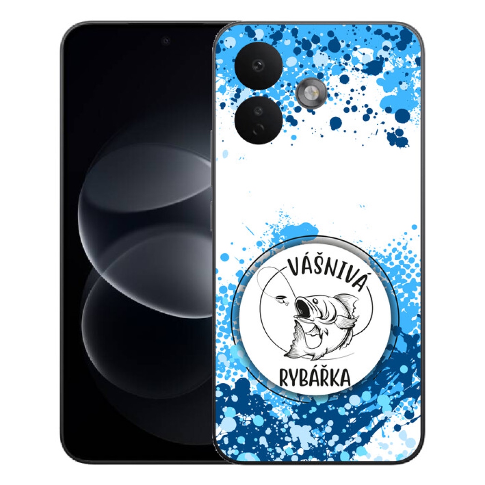 mmCase géltok a Xiaomi Redmi Note 17 Pro 5G-hez – szenvedélyes horgász, fehér háttérrel