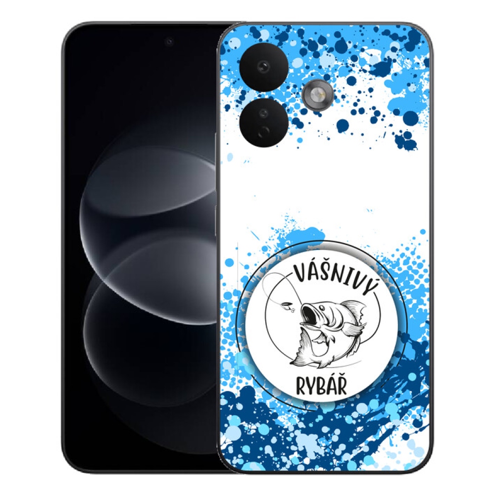 mmCase géltok a Xiaomi Redmi Note 17 Pro 5G-hez – szenvedélyes horgász, fehér háttérrel