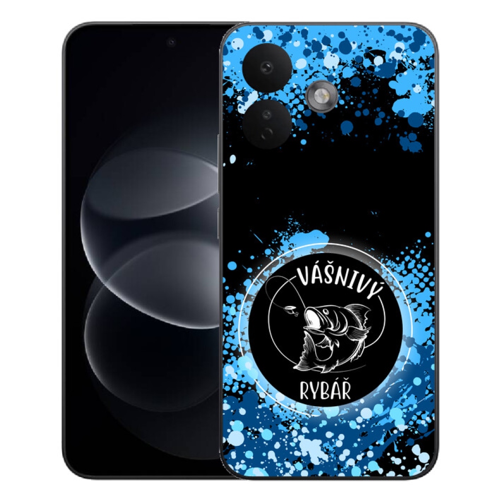 mmCase géltok a Xiaomi Redmi Note 17 Pro 5G-hez – szenvedélyes horgász, fekete háttérrel