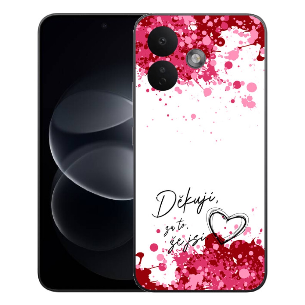 mmCase géltok a Xiaomi Redmi Note 17 Pro 5G-hez – „Szerelmes” felirat, 2 fehér háttérrel