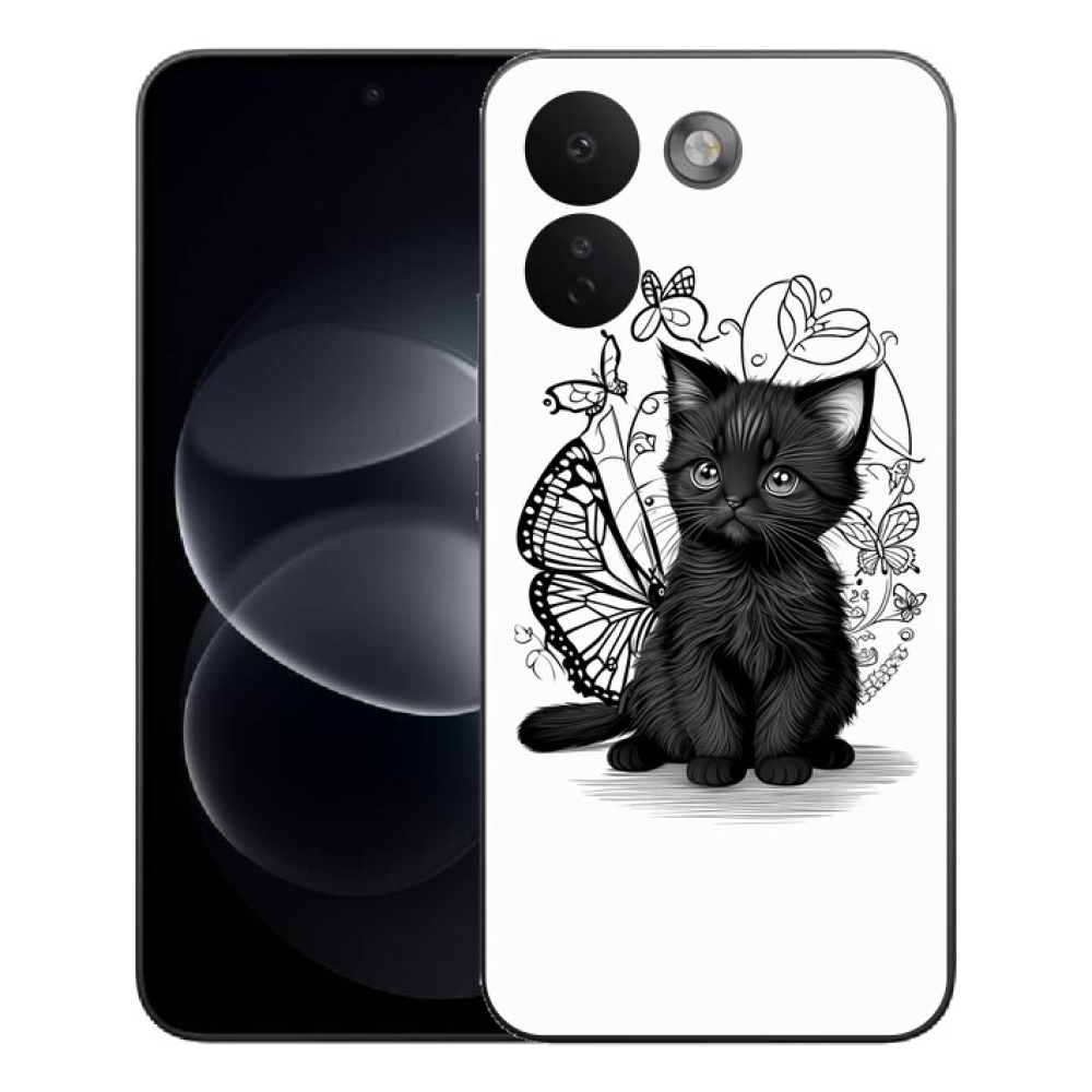 mmCase gél tok a Xiaomi Redmi Note 17 Pro Max 5G-hez – fekete cica