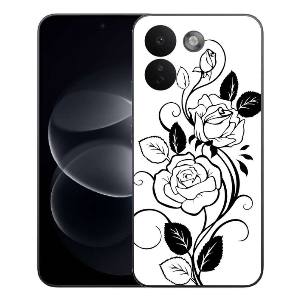 mmCase gél tok a Xiaomi Redmi Note 17 Pro Max 5G-hez – fekete-fehér rózsa
