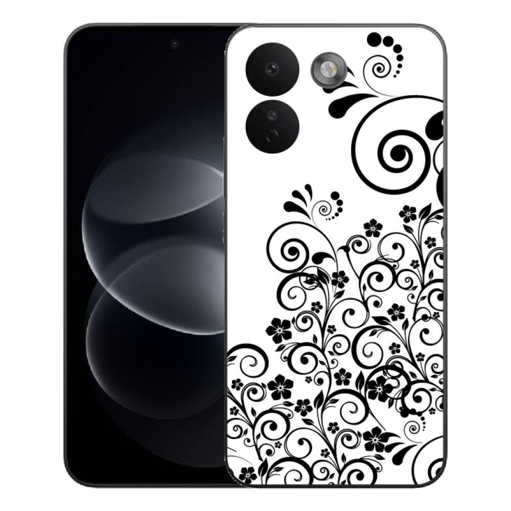 mmCase gél tok a Xiaomi Redmi Note 17 Pro Max 5G-hez – fekete-fehér virágminták