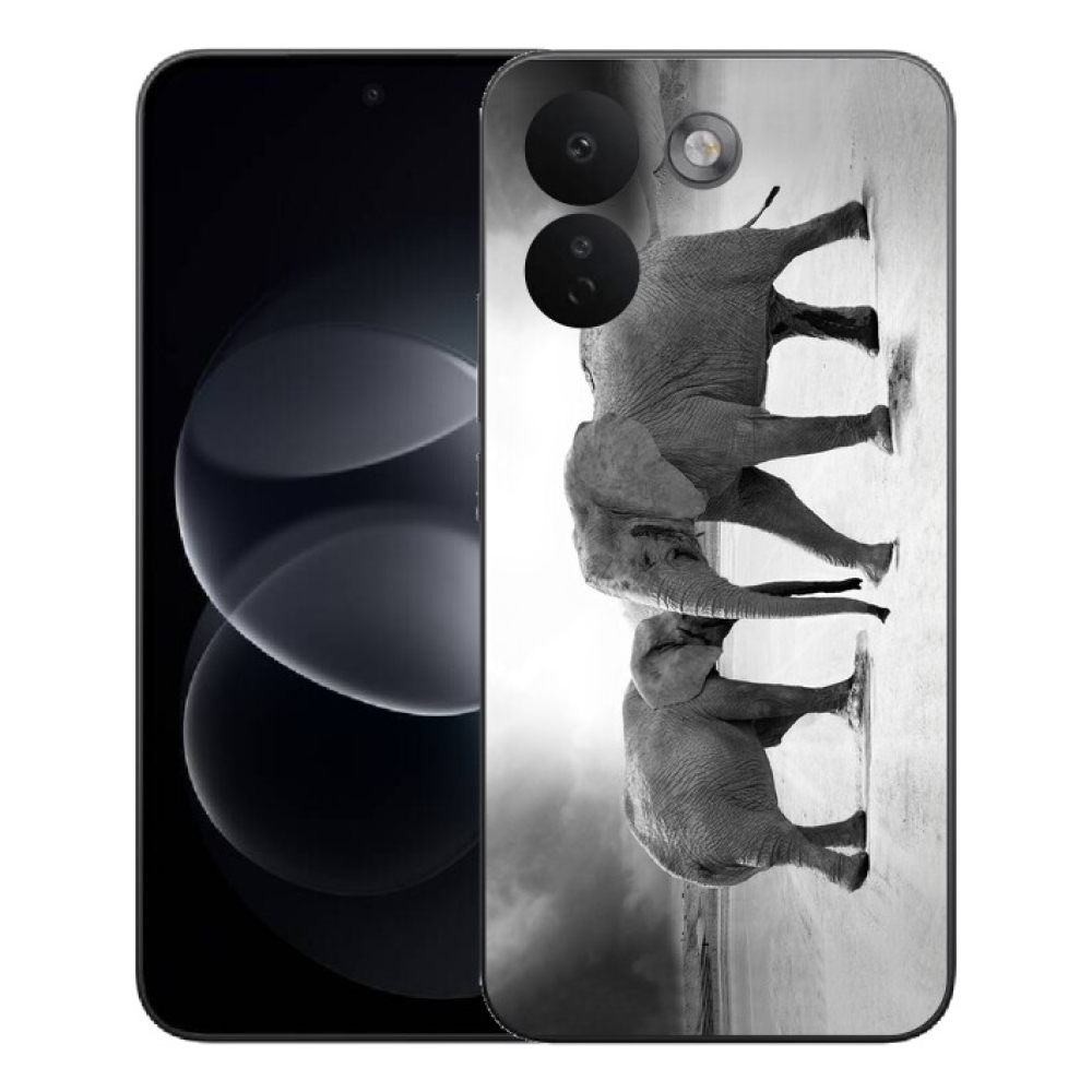 mmCase gél tok a Xiaomi Redmi Note 17 Pro Max 5G-hez – fekete-fehér elefántok