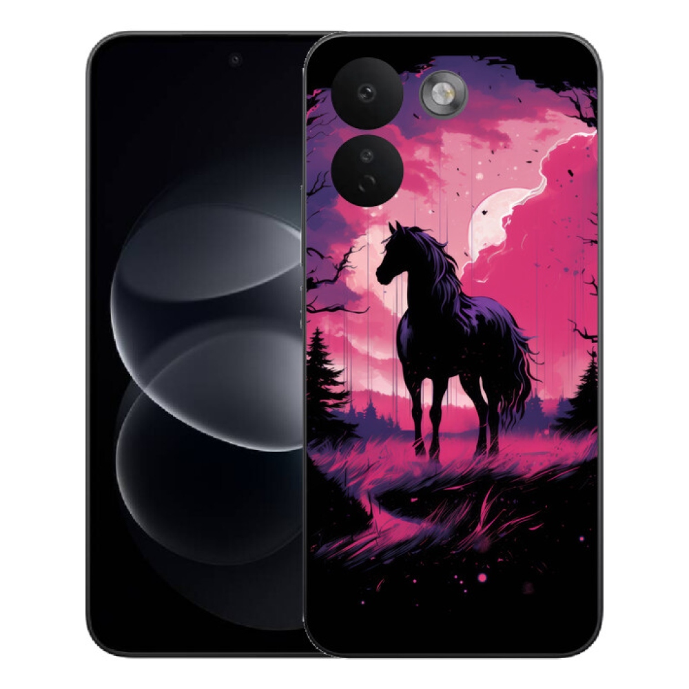 mmCase gél tok a Xiaomi Redmi Note 17 Pro Max 5G-hez – fekete rajzolt ló 1