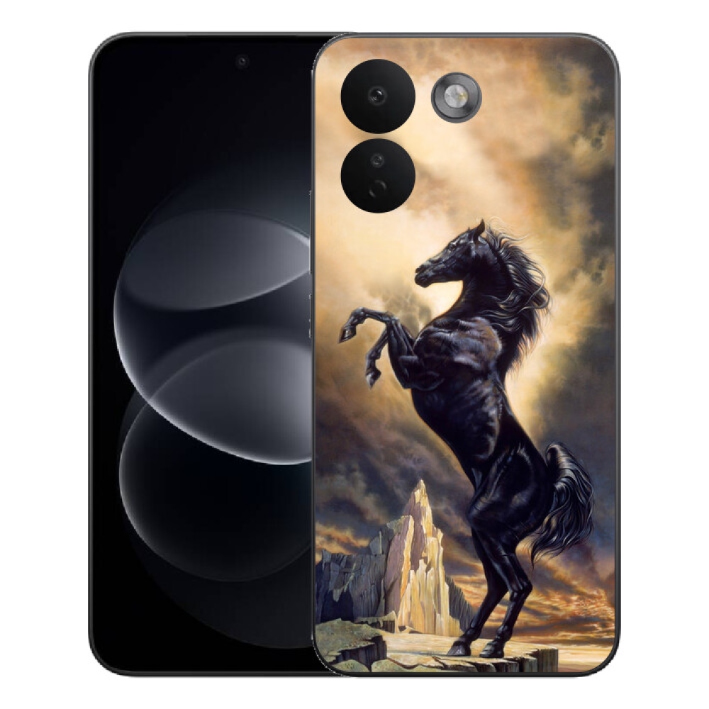 mmCase gél tok a Xiaomi Redmi Note 17 Pro Max 5G-hez – fekete, rajzolt ló