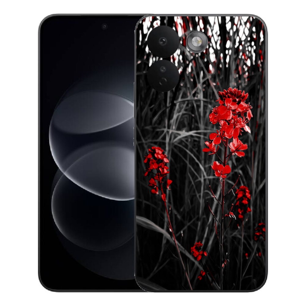 mmCase gél tok a Xiaomi Redmi Note 17 Pro Max 5G-hez – vörös növényminta