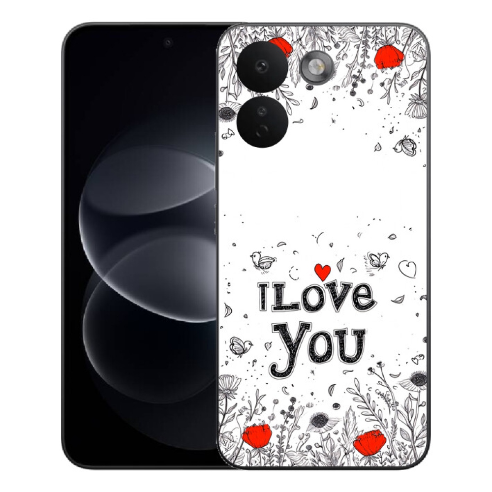 mmCase gél tok a Xiaomi Redmi Note 17 Pro Max 5G-hez – „I love you” fehér háttérrel