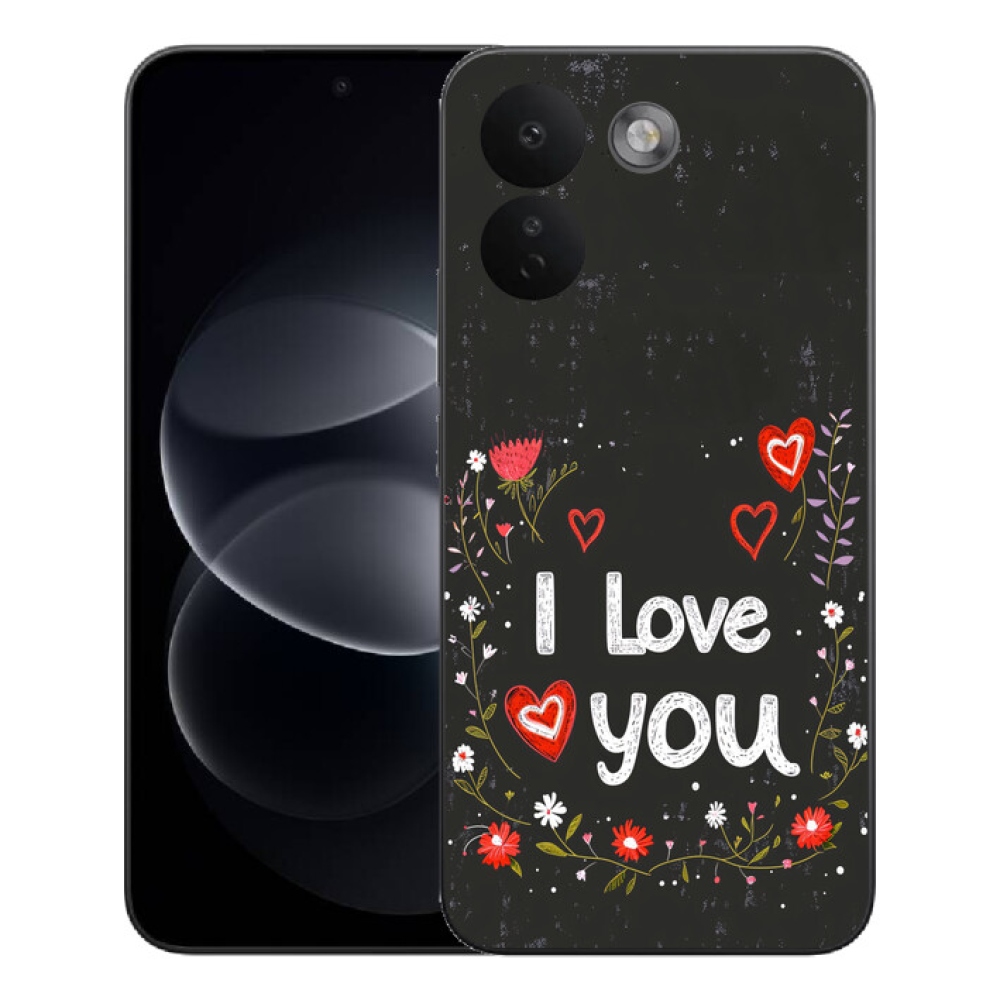 mmCase gél tok a Xiaomi Redmi Note 17 Pro Max 5G-hez – „I love you” fekete háttérrel