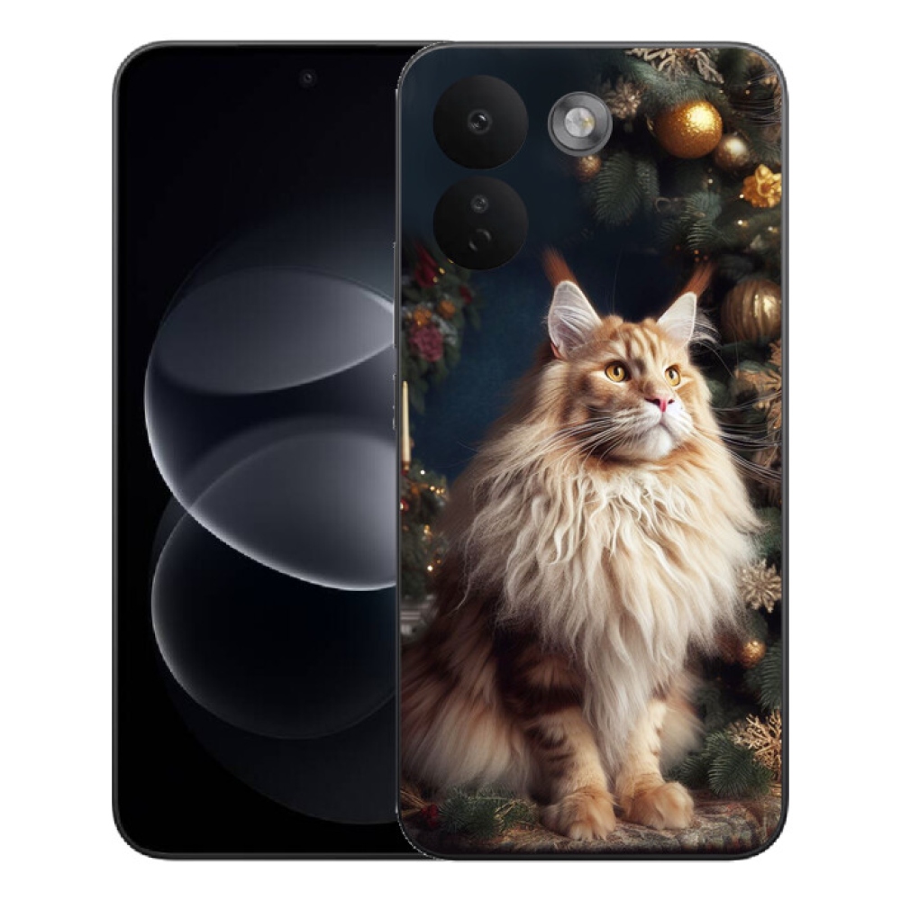 mmCase géltok a Xiaomi Redmi Note 17 Pro Max 5G-hez – macska a karácsonyfa mellett